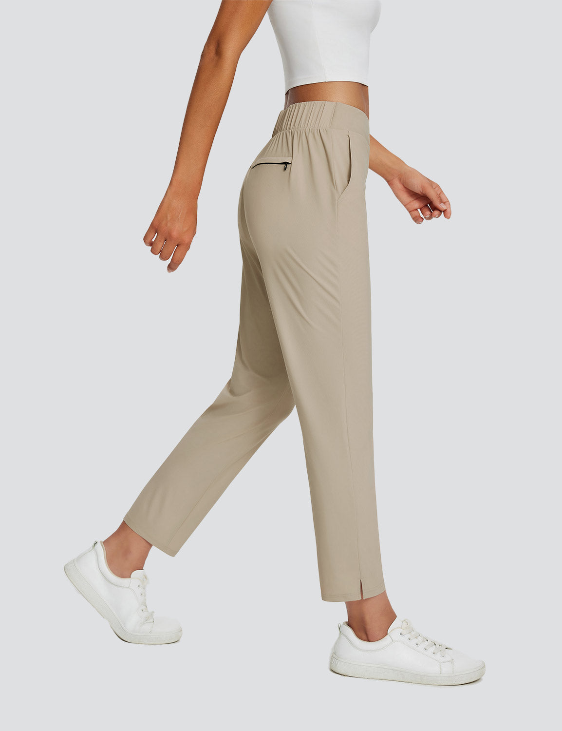 Baleaf Women's Stretchy Ankle-length High-rise Pants Doeskin Side