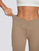 Baleaf Women's Skin-friendly Crossover High Rise Pants Cocoa Crème Details