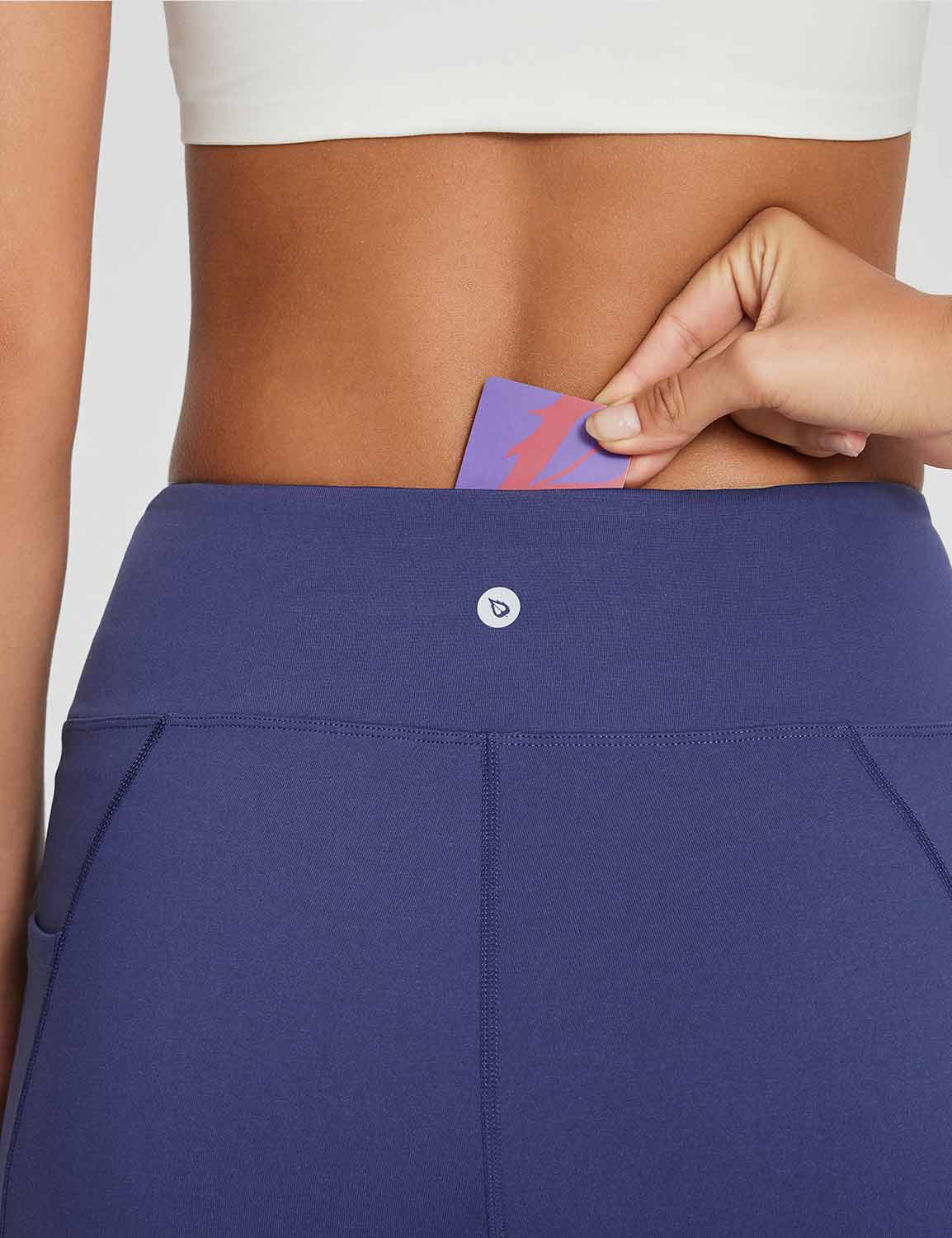 Baleaf Women's Skin-friendly Crossover High Rise Pants Estate Blue Details