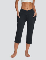 Baleaf Women's Skin-friendly Crossover High Rise Pants Anthracite Front