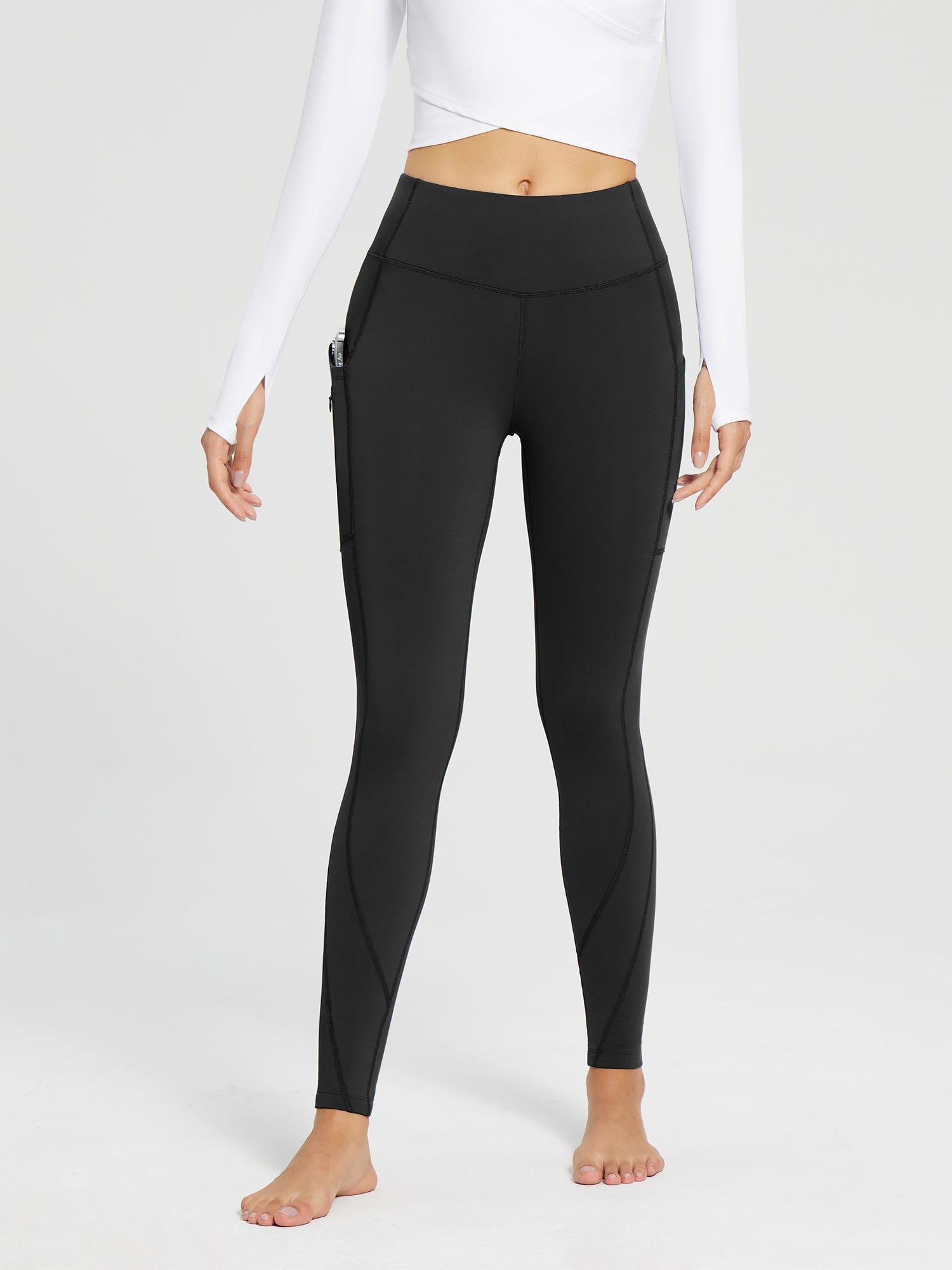 baleaf Dameslegging met zakken hoge taille yogabroek buikverstevigende sportschool legging hardlopen zwart XXL baleaf Dameslegging met zakken hoge taille yogabroek buikverstevigende sportschool legging hardlopen zwart XXL