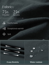 27" Golf Fleece Pants fabric: 75% Polyester, 25% Spandex. Comfortable, warm, soft, 4-way stretchy, water-resistant. #Color_Dark Gray