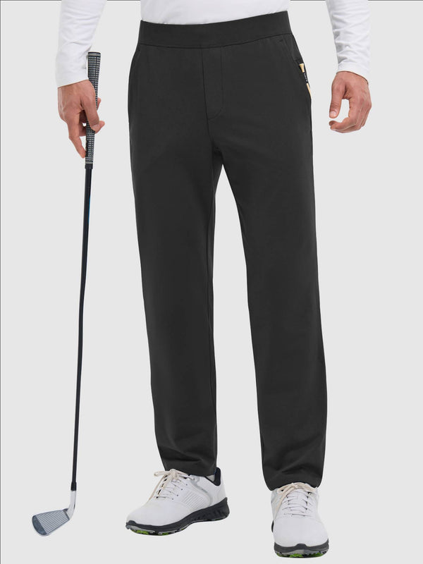Men's Golf Elastic-Waist Fleece Straight-Leg Pants