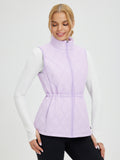 Light purple diamond-quilted golf vest with drawstring waist. #color_Light Purple