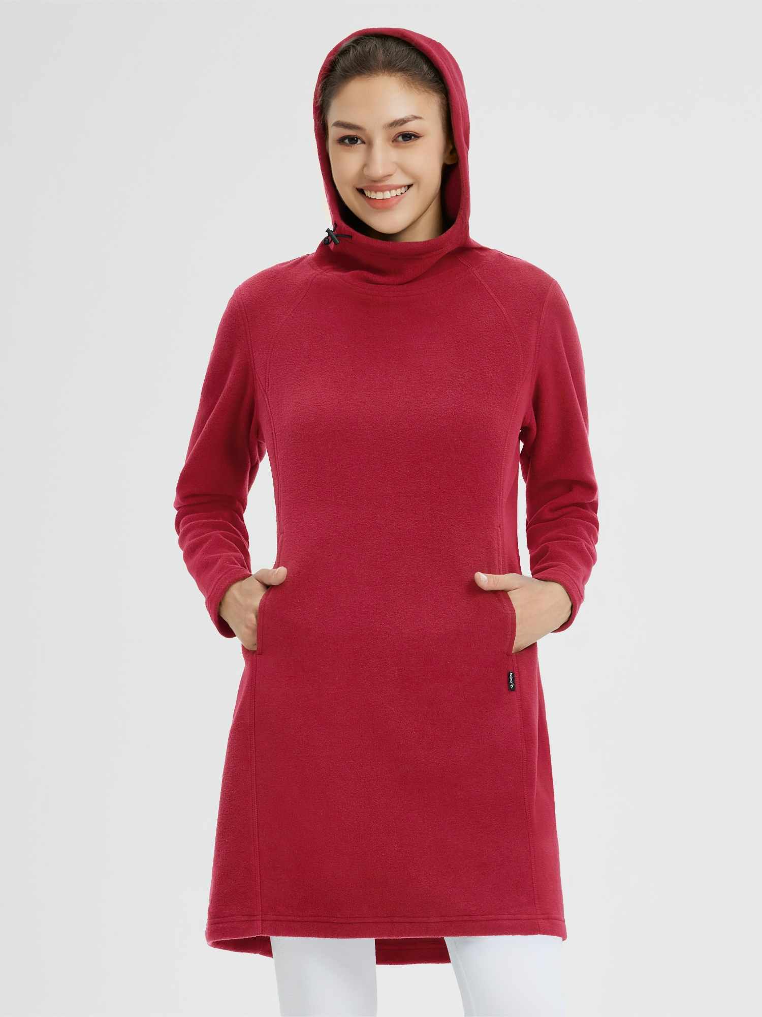 Women's Hooded Fleece Dress | Outdoor Knit, Pockets - Baleaf Black / XS Women's Hooded Fleece Dress | Outdoor Knit, Pockets - Baleaf Black / XS