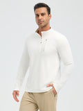 Men's white fleece running long-sleeve t-shirt with half-zip and chest pocket #color_Star White