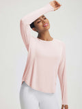 Baleaf light pink UPF 50+ long sleeve athletic shirt with thumbholes. #color_Pink Dogwood