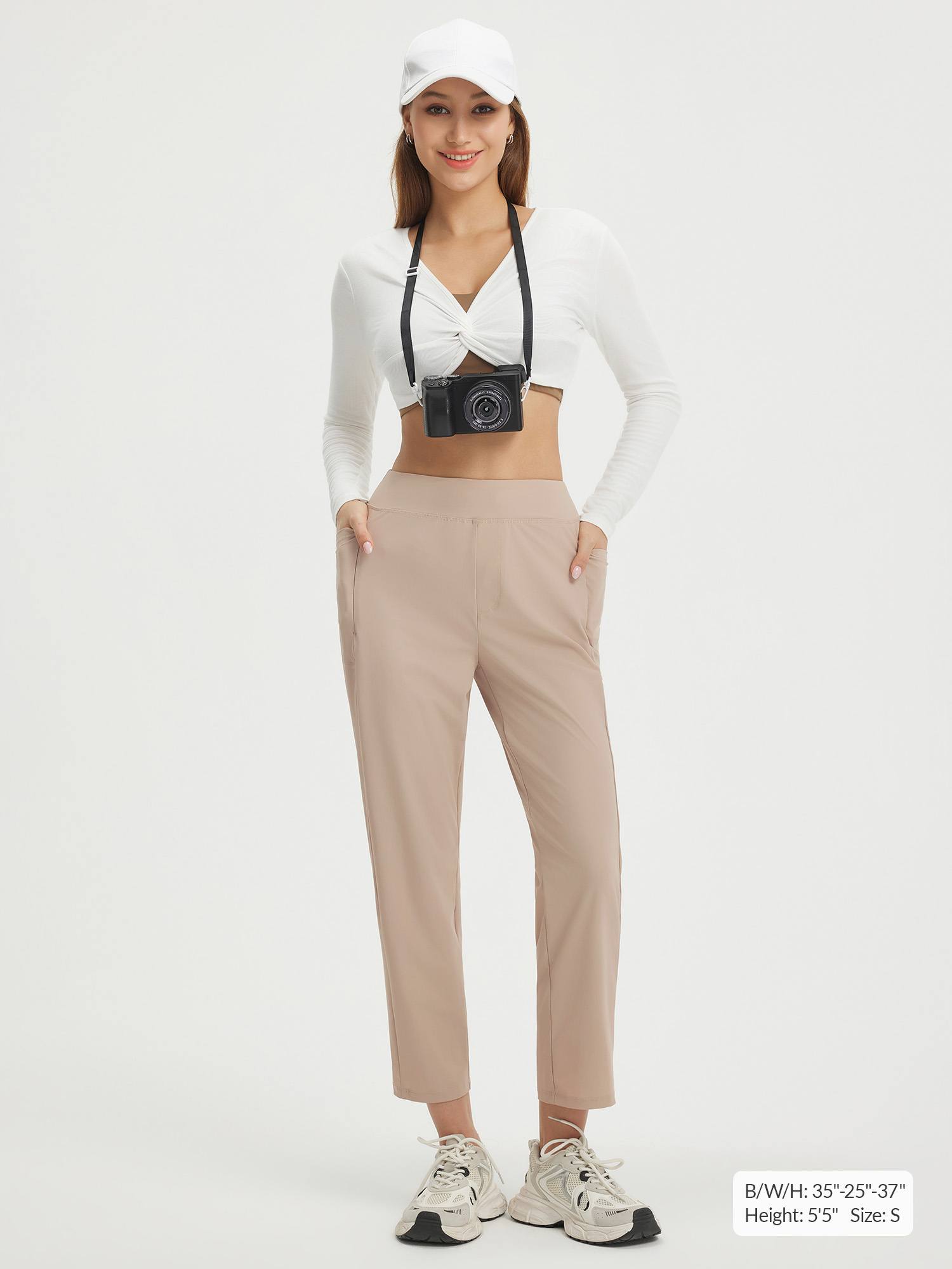 25" Ankle Length Pull On Travel Pants (Petite)