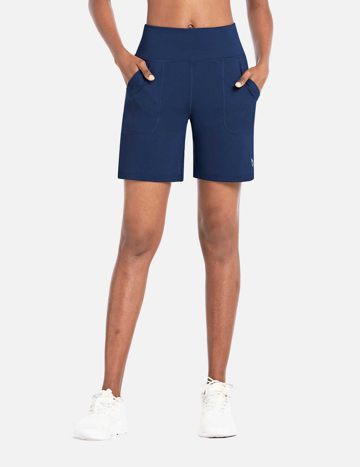 Baleaf Women's High Rise Athletic Relaxed Fit Pocketed Shorts Estate Blue Main