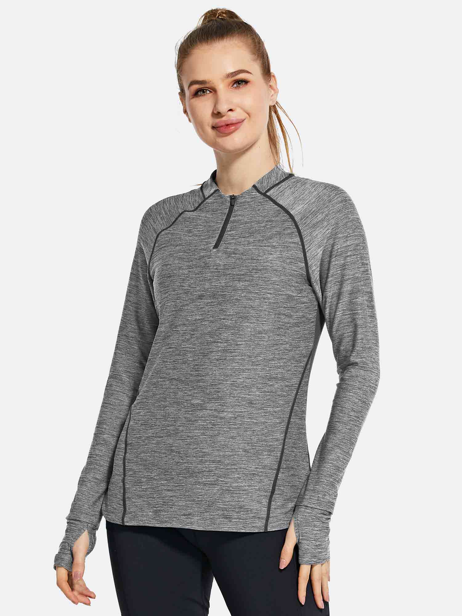 UPF50+ Zip-Neck Quick-Dry Long-Sleeve | Running Shirt - Baleaf