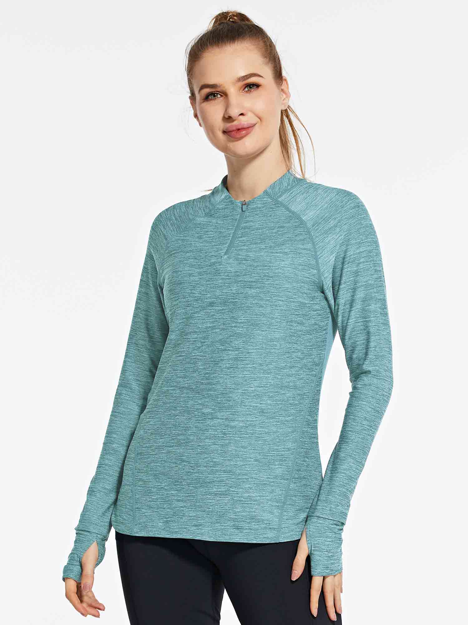 UPF50+ Zip-Neck Quick-Dry Long-Sleeve | Running Shirt - Baleaf
