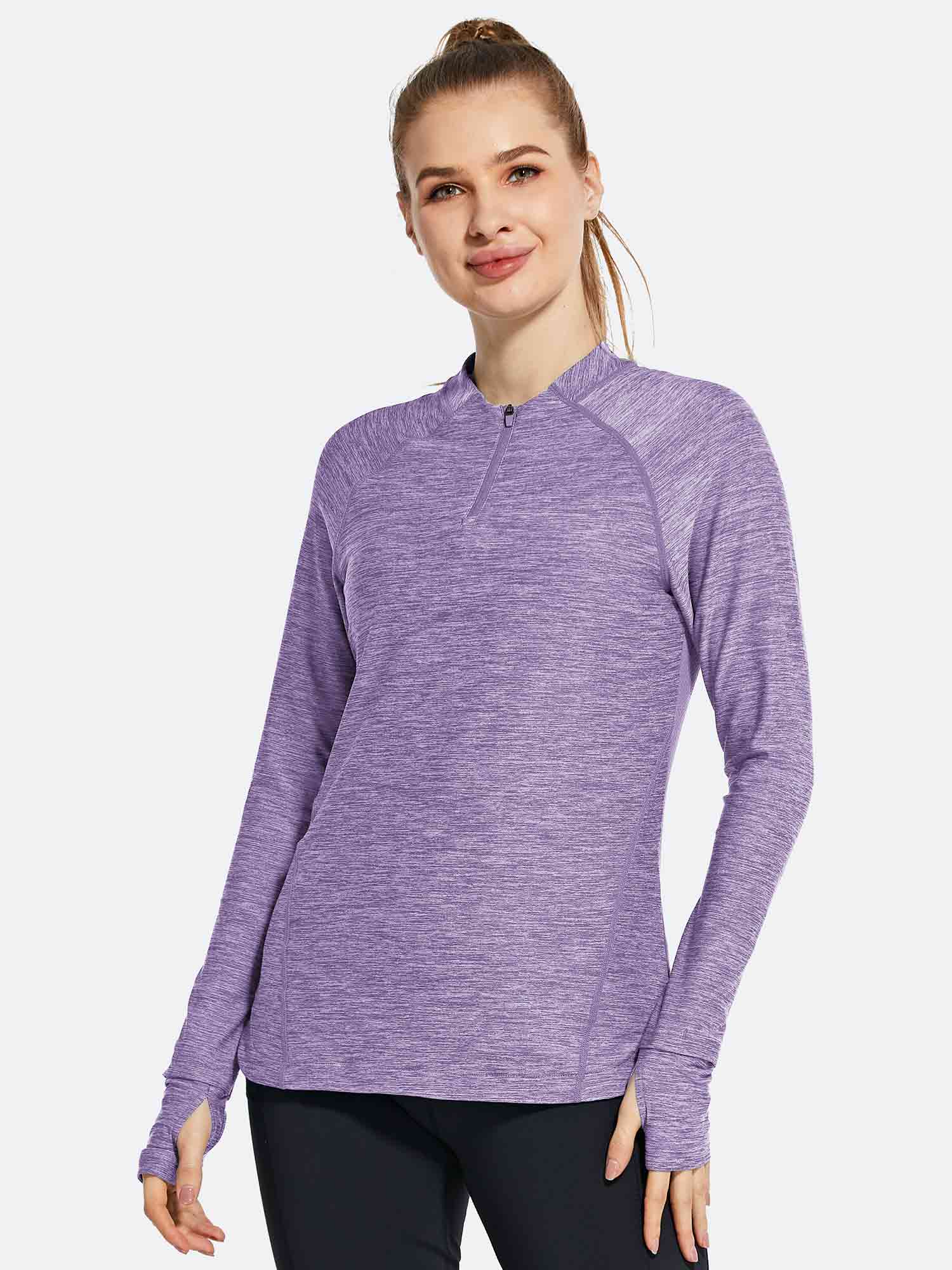 UPF50+ Zip-Neck Quick-Dry Long-Sleeve | Running Shirt - Baleaf