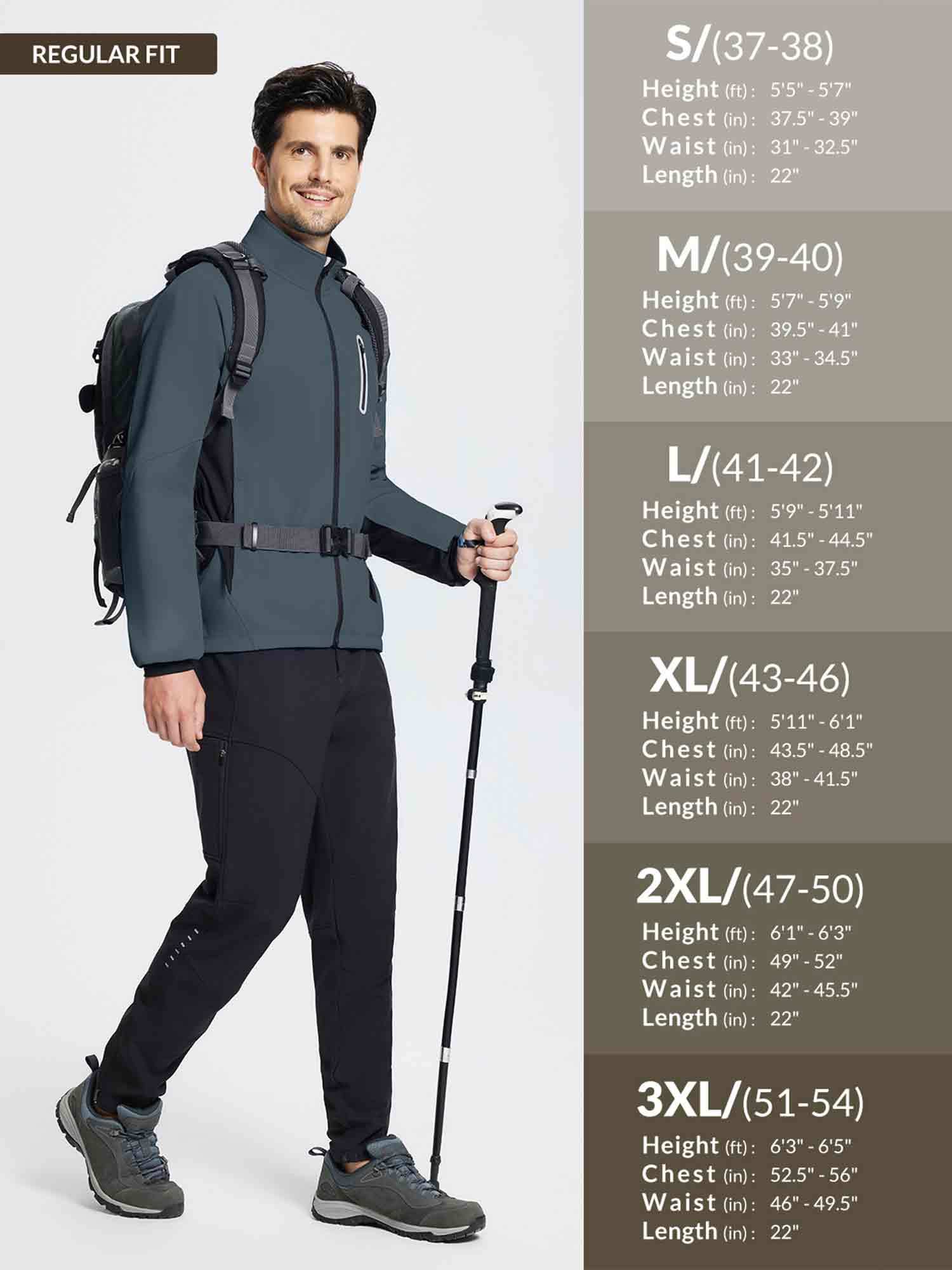 Men's knit thermal cycling jacket in dark gray with size chart. Regular fit. #color_Dark Gray