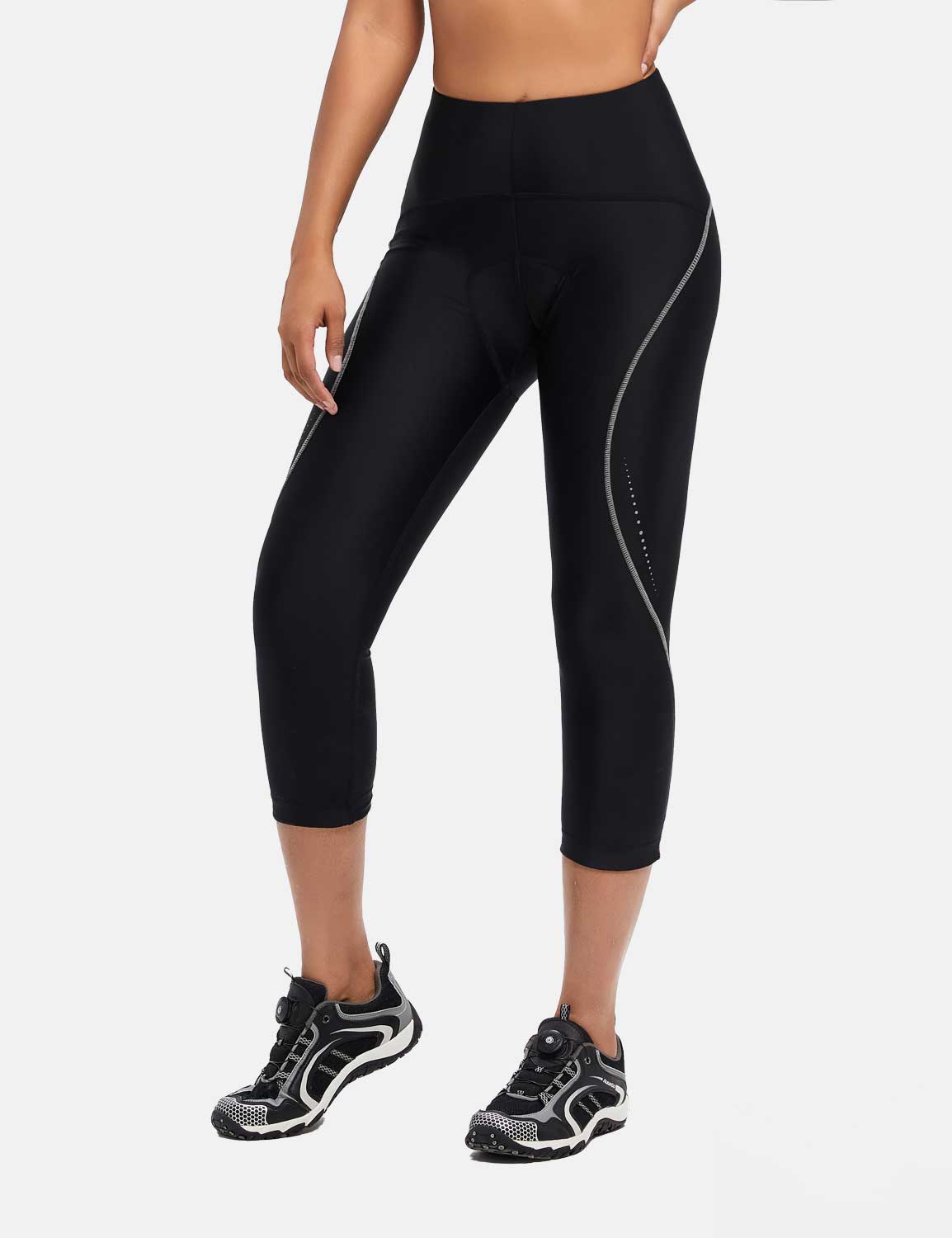 Collant De Vélo Capri BALEAF Femme – Rembourré, Poche Zippée, UPF 50, Noir XS