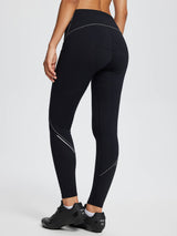 Black fleece-padded cycling tights for women with reflective accents and padded crotch, ideal for winter cycling. #color_Gray