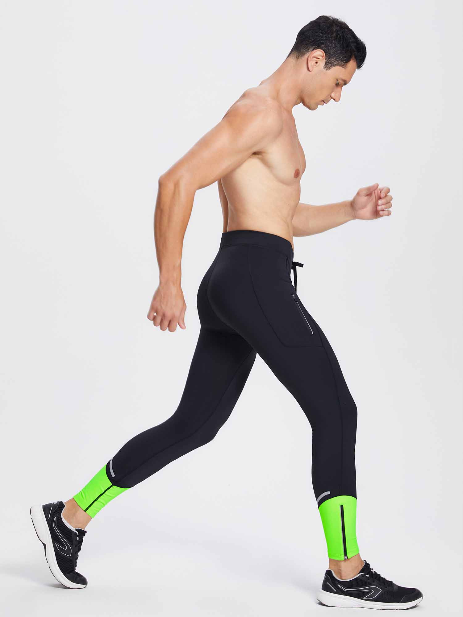 baleaf Compressiebroek voor heren, thermische leggings, wintersportbroek, outdoor, trainingsbroek, ademend, sport, loopbroek, lange legging, blauw, 3XL
