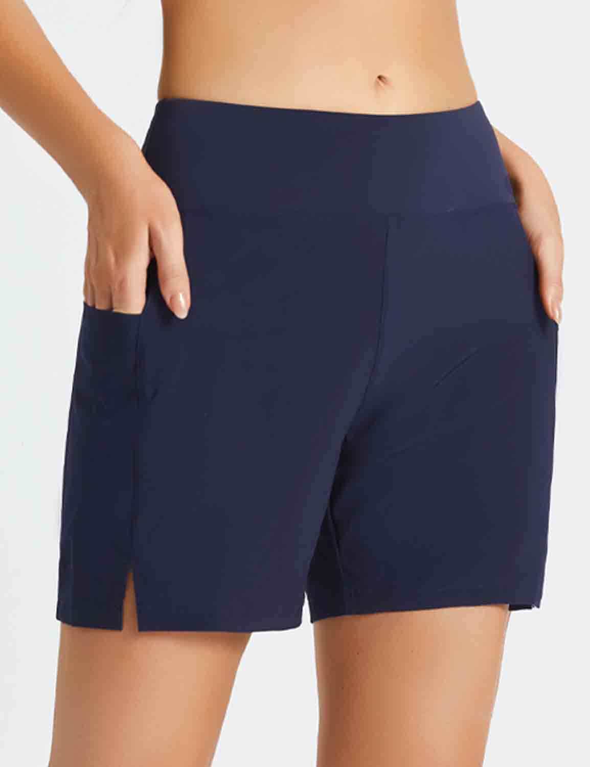 BALAYSIER Zwemshort voor dames met ritszakken, ademend, sneldrogend, hardloopshort voor dames, 2-in-1 boardshorts voor strand, zwemmen, Zwart, L BALAYSIER Zwemshort voor dames met ritszakken, ademend, sneldrogend, hardloopshort voor dames, 2-in-1 boardshorts voor strand, zwemmen, Zwart, L
