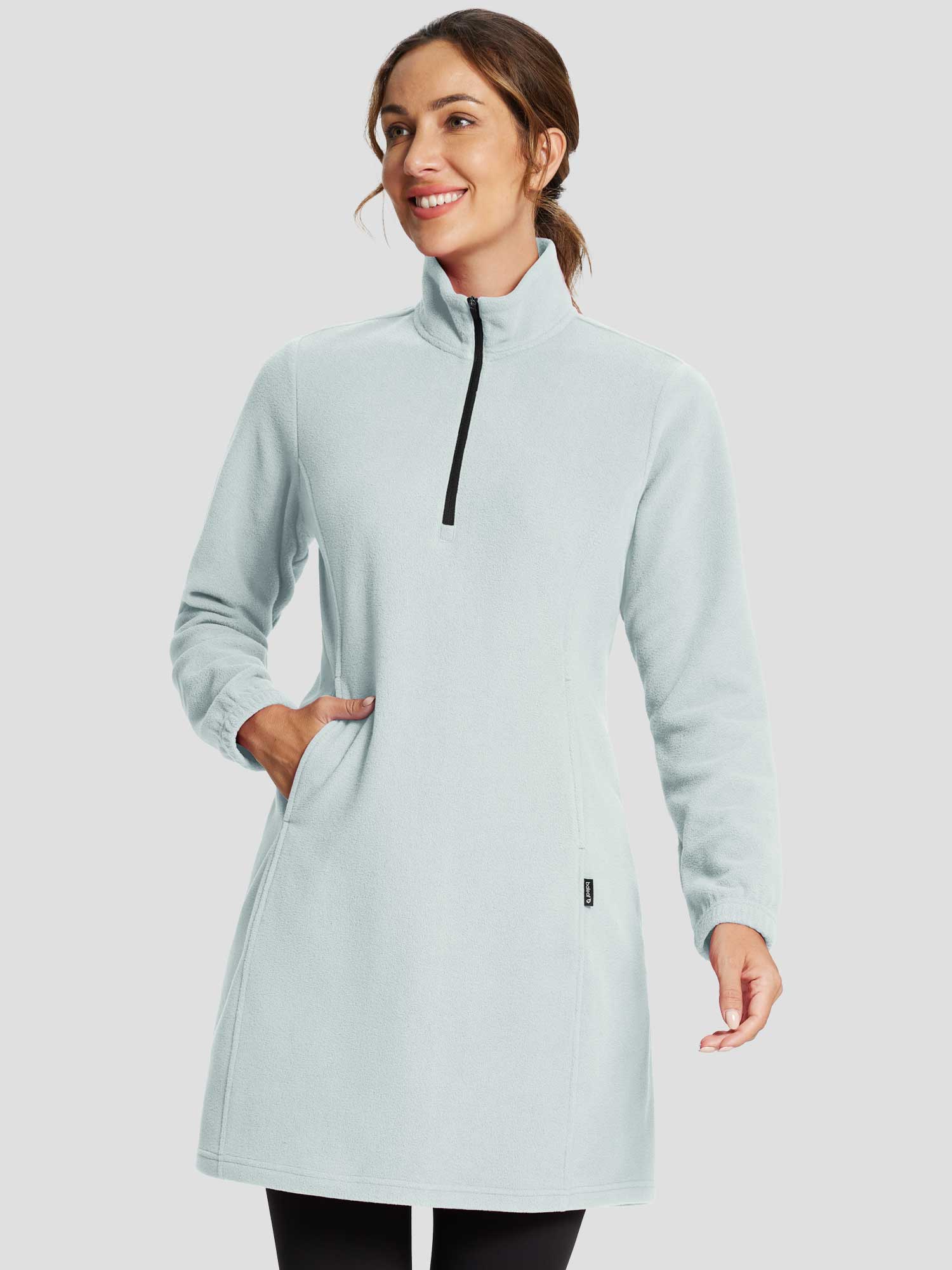 Women's Long-Sleeve Quarter Zip Turtleneck Dress – Baleaf Sports