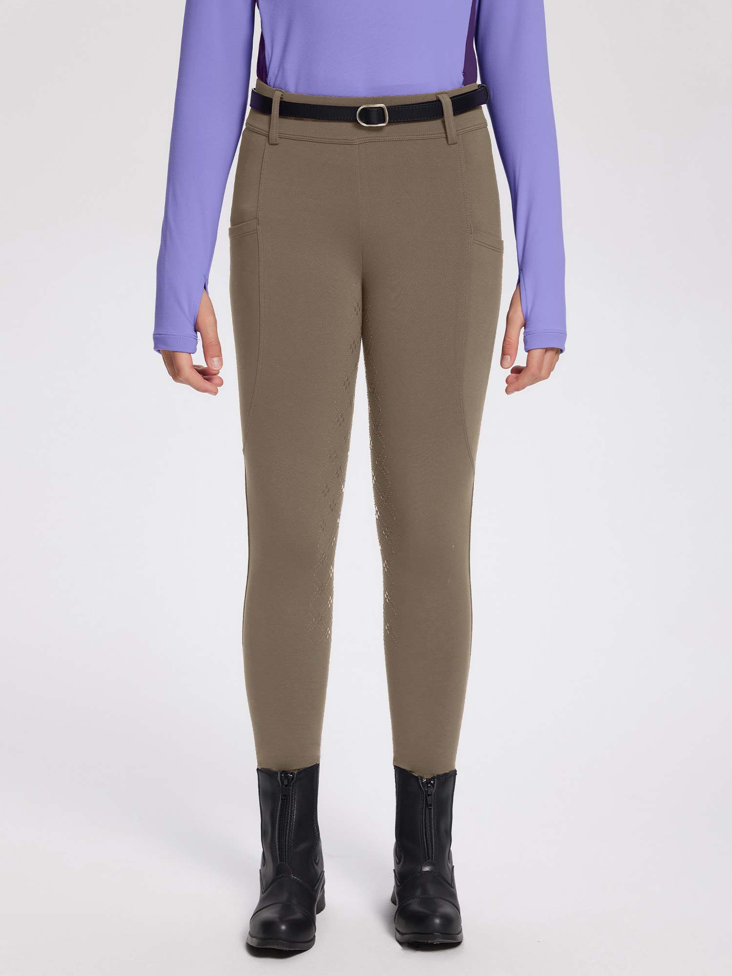 baleaf Girls Riding Pants, Fleece Winter Breeches Full Seat Silicone Kids Horseback Equestrian Zipper Pocket Tight