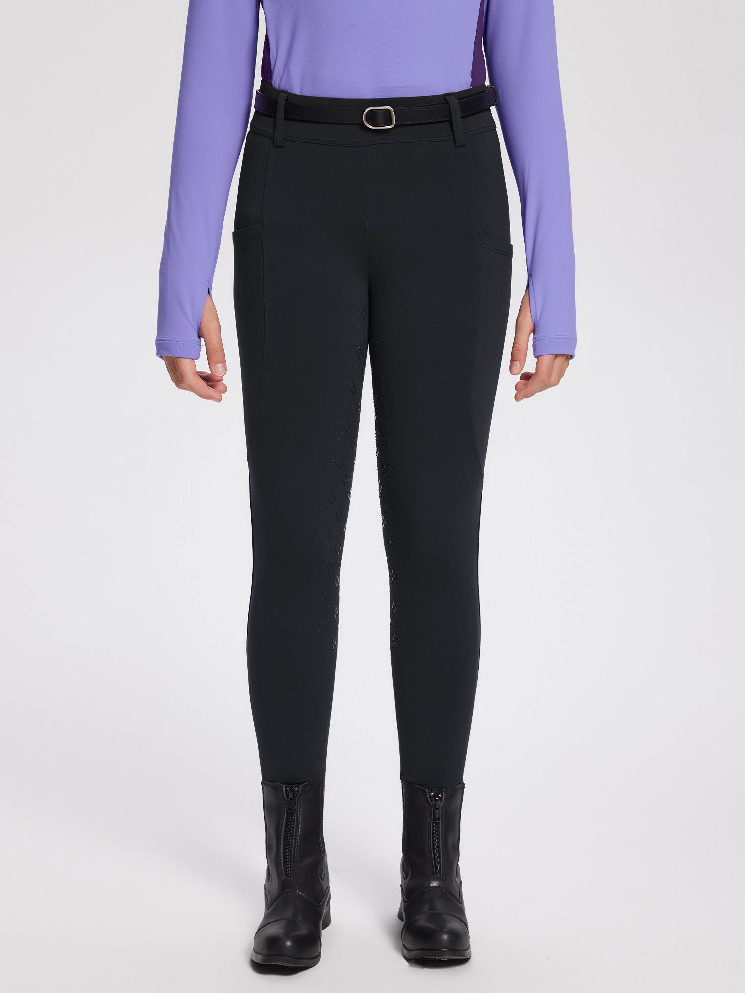 baleaf Girls Riding Pants, Fleece Winter Breeches Full Seat Silicone Kids Horseback Equestrian Zipper Pocket Tight