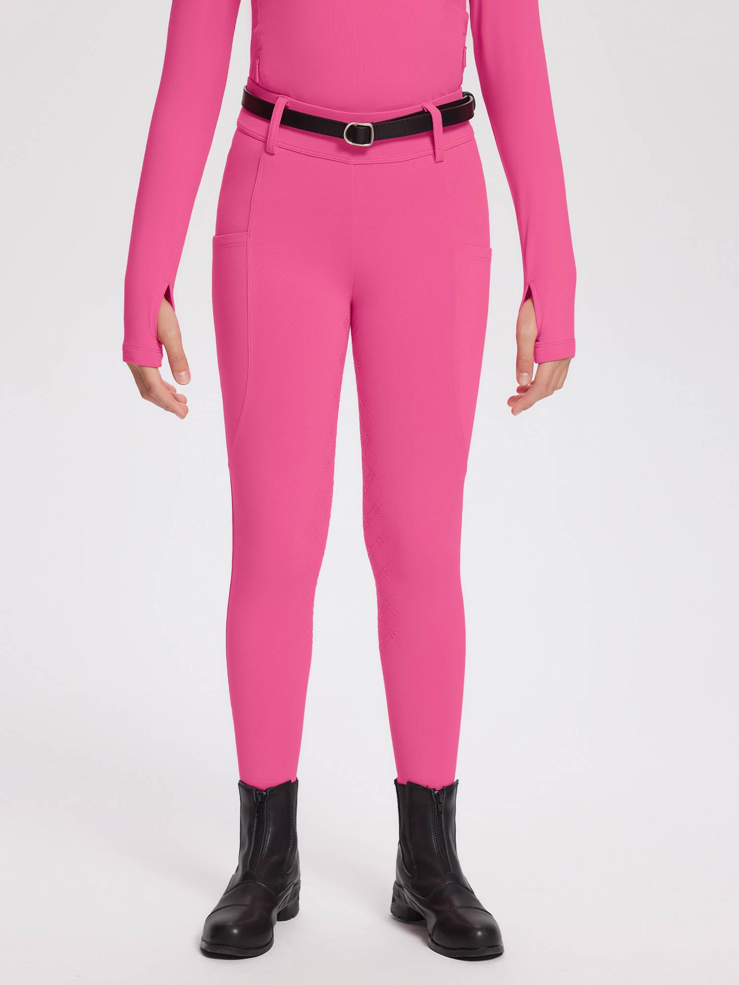 baleaf Girls Riding Pants, Fleece Winter Breeches Full Seat Silicone Kids Horseback Equestrian Zipper Pocket Tight