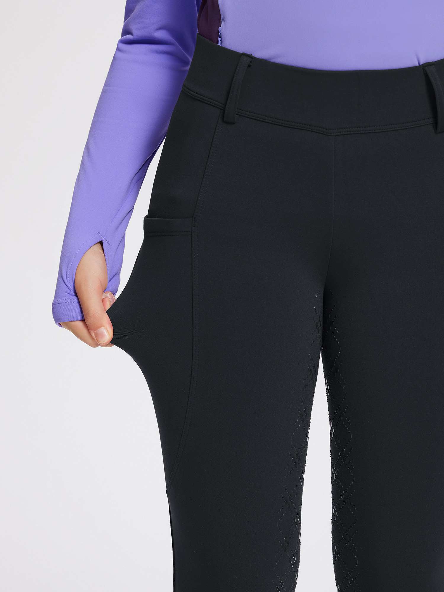 baleaf Girls Riding Pants, Fleece Winter Breeches Full Seat Silicone Kids Horseback Equestrian Zipper Pocket Tight