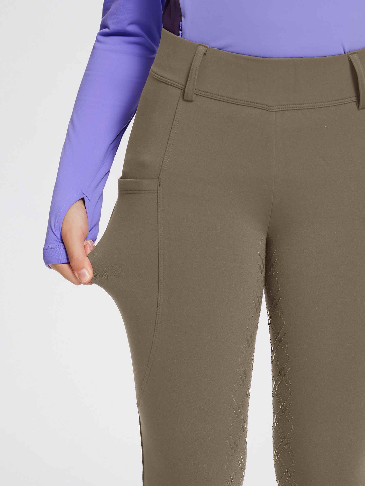 baleaf Girls Riding Pants, Fleece Winter Breeches Full Seat Silicone Kids Horseback Equestrian Zipper Pocket Tight