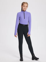 baleaf Girls Riding Pants, Fleece Winter Breeches Full Seat Silicone Kids Horseback Equestrian Zipper Pocket Tight