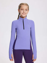 baleaf Girls Long Sleeve Shirts Fleece Jacket Fall Half Zip Pullover Kids Sweatshirts Athletic Thermal Coat