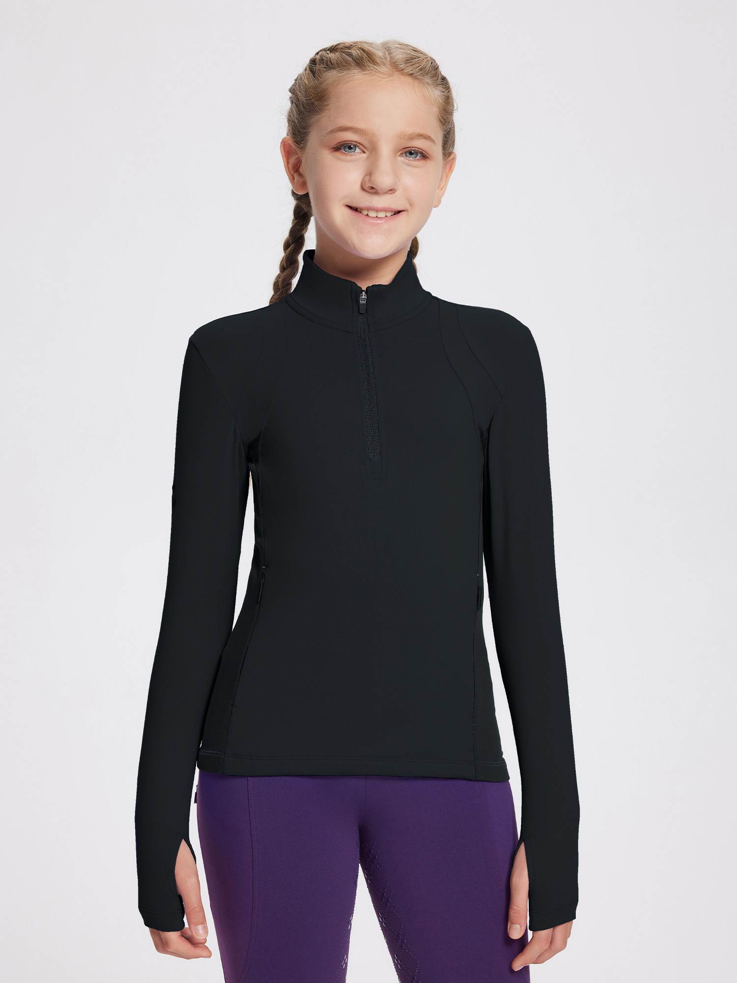 baleaf Girls Long Sleeve Shirts Fleece Jacket Fall Half Zip Pullover Kids Sweatshirts Athletic Thermal Coat