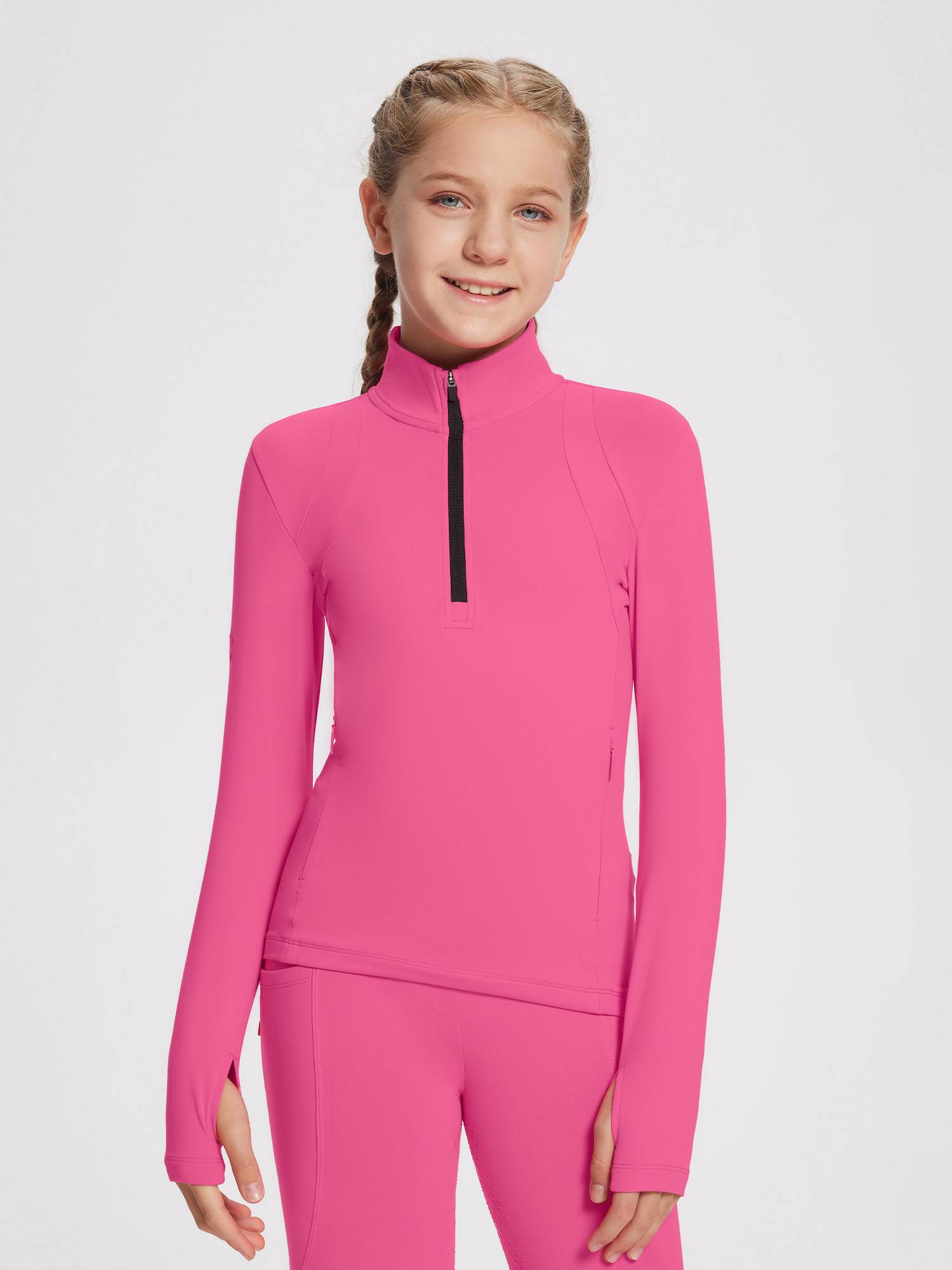 baleaf Girls Long Sleeve Shirts Fleece Jacket Fall Half Zip Pullover Kids Sweatshirts Athletic Thermal Coat