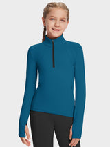 baleaf Girls Long Sleeve Shirts Fleece Jacket Fall Half Zip Pullover Kids Sweatshirts Athletic Thermal Coat