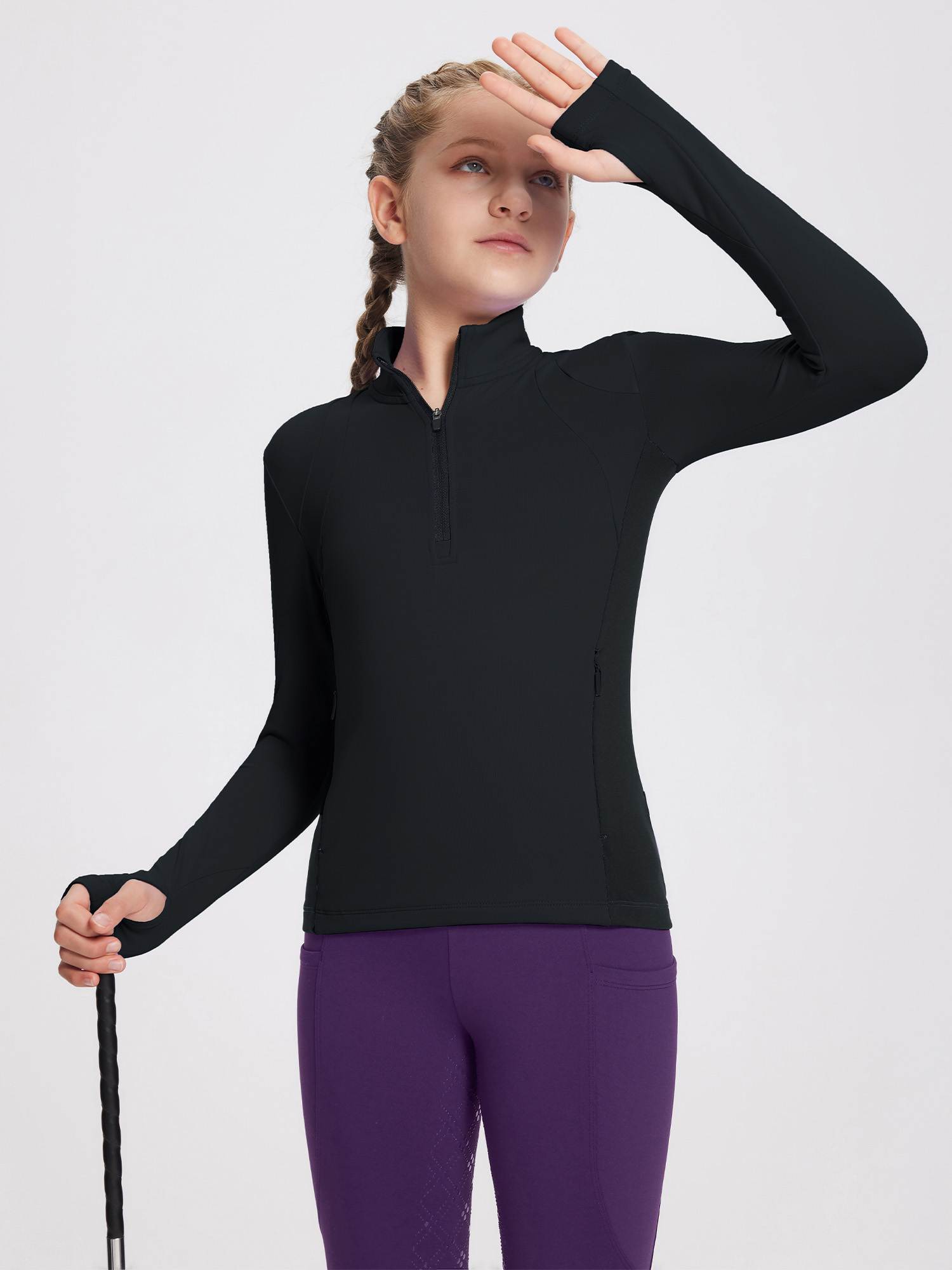 baleaf Girls Long Sleeve Shirts Fleece Jacket Fall Half Zip Pullover Kids Sweatshirts Athletic Thermal Coat