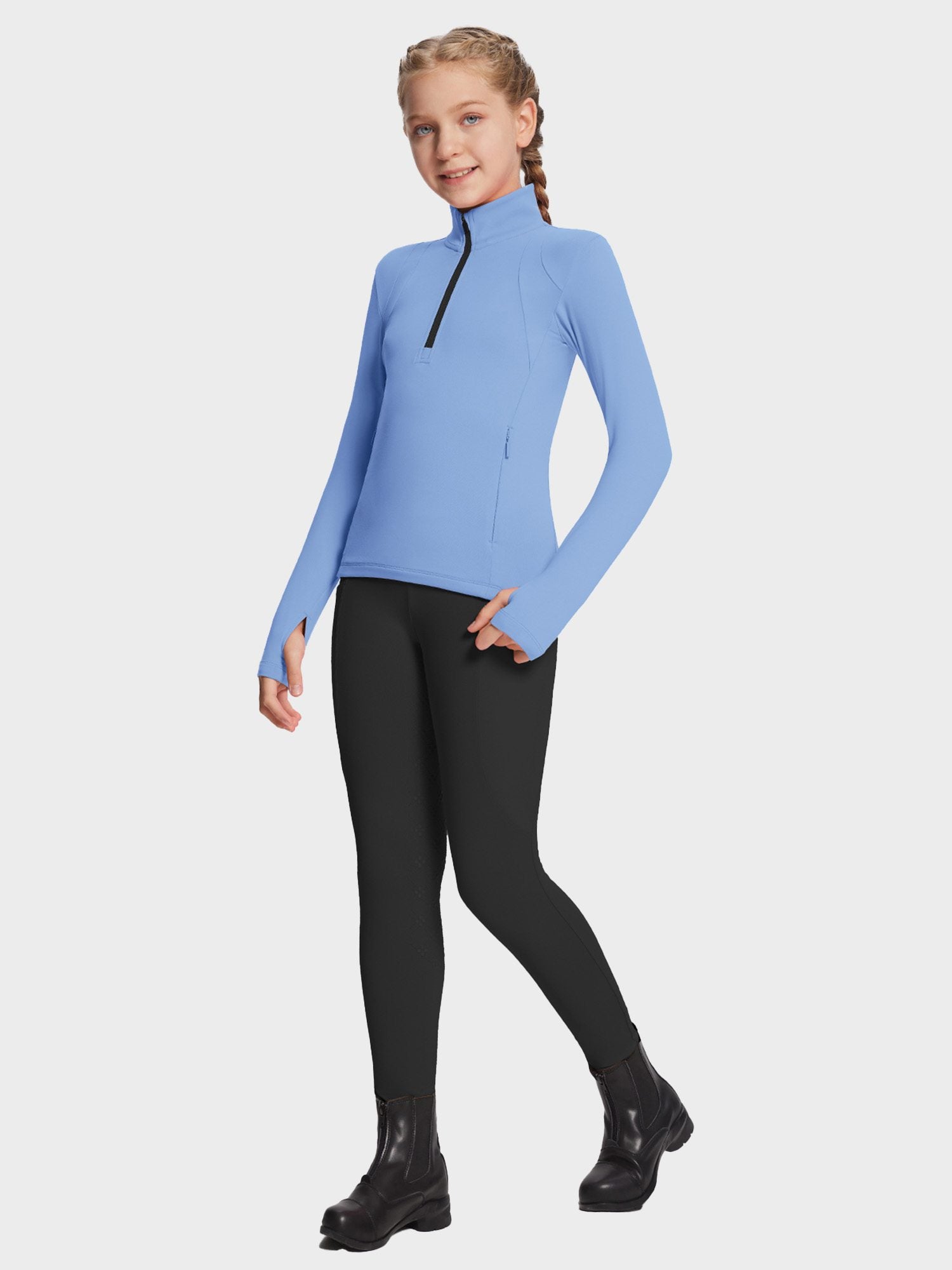 baleaf Girls Long Sleeve Shirts Fleece Jacket Fall Half Zip Pullover Kids Sweatshirts Athletic Thermal Coat