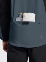 Men's knit thermal cycling jacket back pocket with water bottle and towel storage #color_Dark Gray