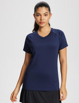 Baleaf Women's Summer Short Sleeve V Neck T-shirts Dark Sapphire Main