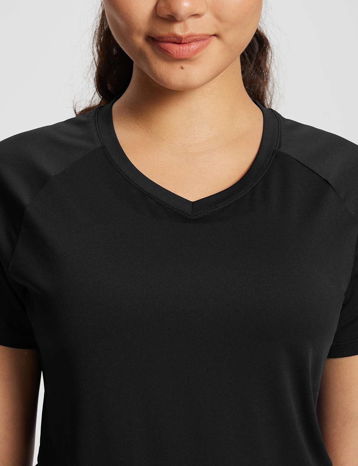 Baleaf Women's Summer Short Sleeve V Neck T-shirts Anthracite Details