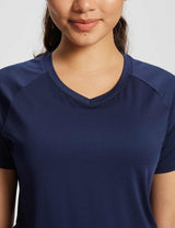 Baleaf Women's Summer Short Sleeve V Neck T-shirts Dark Sapphire Details