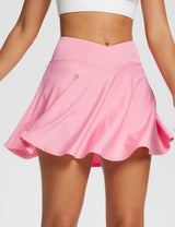Baleaf Women's High-Rise Pleated Tennis Skirts w Ball Pockets Plumeria Details
