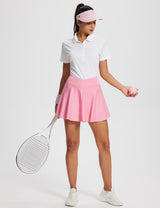 Baleaf Women's High-Rise Pleated Tennis Skirts w Ball Pockets Plumeria Full