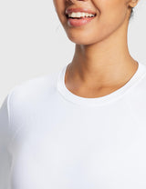 Baleaf Women's Crew Neck Skinny Short Brushed Long Sleeve Lucent White Details