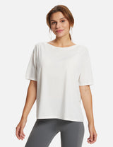 Baleaf Women's Summer Stylish Boatneck Slouch Fit Tee Lucent White Main
