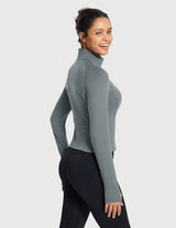 Baleaf Women's Half Zip Pullover Stand Collar Sweatshirt Smoked Pearl Side