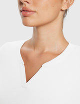 Baleaf Women's Ultra Soft Fall V-Neck Loose Fit Casual T-Shirt White Details