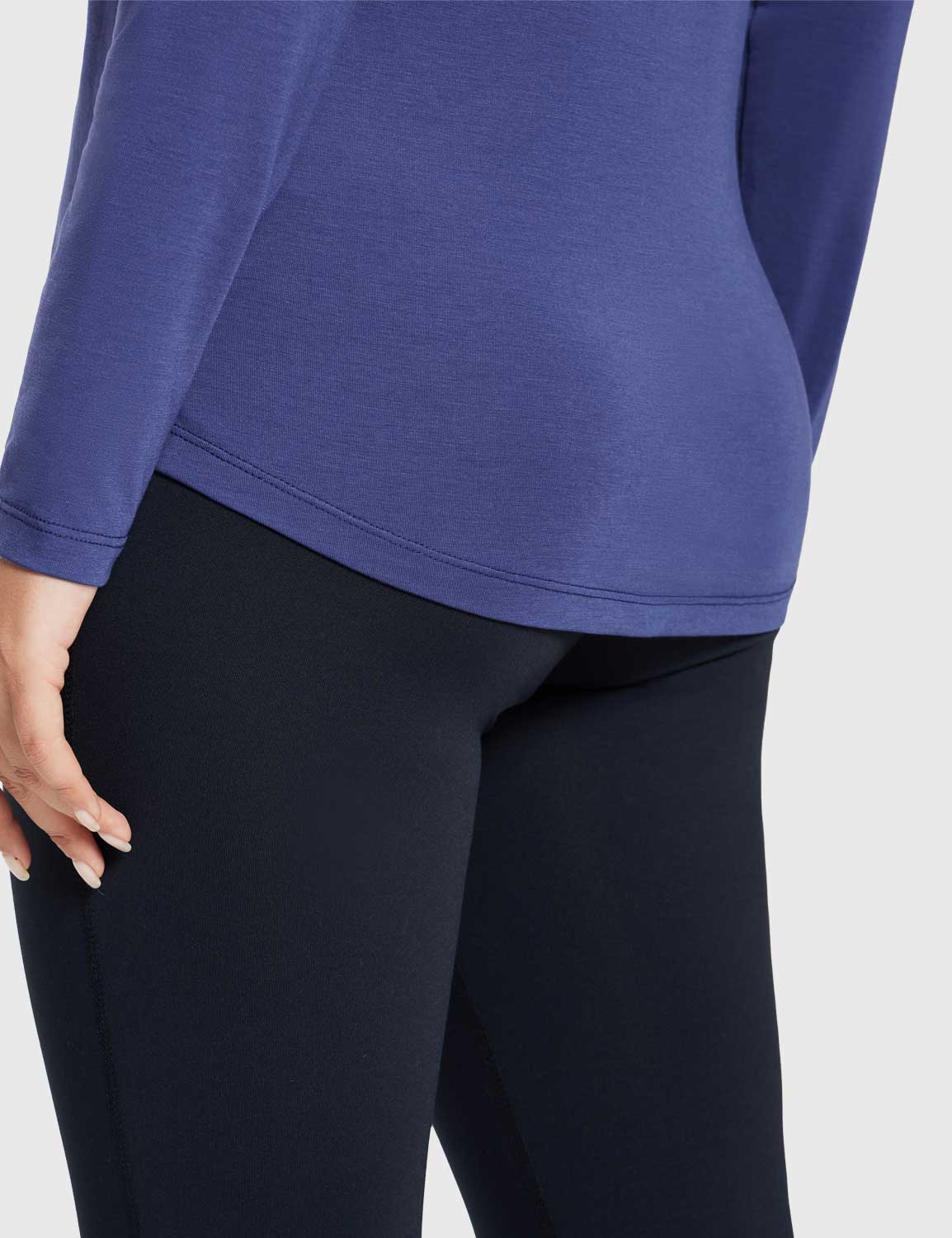 Baleaf Women's Ultra Soft Fall V-Neck Loose Fit Casual T-Shirt Estate Blue Details