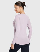 Baleaf Women's Ultra Soft Fall V-Neck Loose Fit Casual T-Shirt Light Purple Side