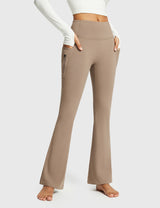 Baleaf Women's High-Rise Soft Thermal Flare Pants Cocoa Crème Main