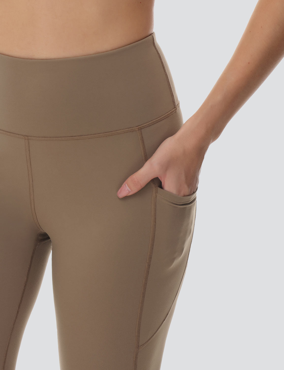 Baleaf Women's Comfortable High-Rise Pocketed Flared Pants Cocoa Crème Details