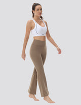 Baleaf Women's Comfortable High-Rise Pocketed Flared Pants Cocoa Crème Full