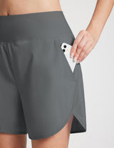 Baleaf Women's UPF50+ High-Rise Side Slits Swim Shorts with Phone Pocket - Smoked Pearl